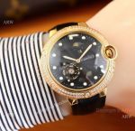 Cartier Ballon Bleu Black moonphase Dial Gold Watch Replica